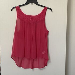 SO Basic Pink Eyelet Sheer Hi Low Sleeveless Top Brand New Size XL